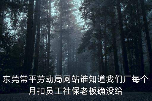 東莞常平勞動局網(wǎng)站誰知道我們廠每個月扣員工社保老板確沒給