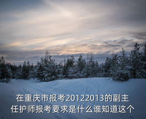 在重慶市報考20122013的副主任護師報考要求是什么誰知道這個