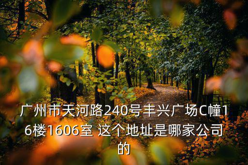 廣州市天河路240號豐興廣場C幢16樓1606室 這個地址是哪家公司的