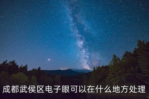 成都武侯區電子眼可以在什么地方處理