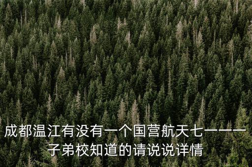 成都市溫滌綸廠楊振平，成都溫江有沒有一個國營航天七一一一子弟校知道的請說說詳情