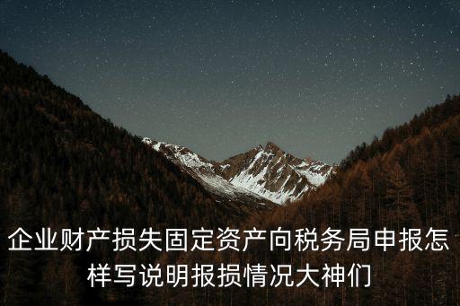 企業財產損失固定資產向稅務局申報怎樣寫說明報損情況大神們