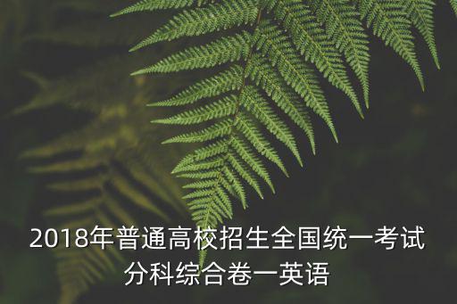 天津市2018年高考英語試卷，2018年普通高校招生全國統一考試分科綜合卷一英語