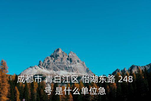 成都市 青白江區 怡湖東路 248號 是什么單位急
