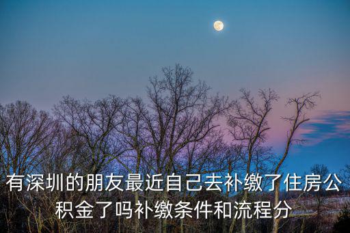 有深圳的朋友最近自己去補繳了住房公積金了嗎補繳條件和流程分
