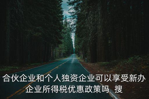 合伙企業(yè)和個人獨資企業(yè)可以享受新辦企業(yè)所得稅優(yōu)惠政策嗎  搜