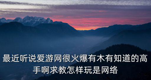最近聽說愛游網很火爆有木有知道的高手啊求教怎樣玩是網絡