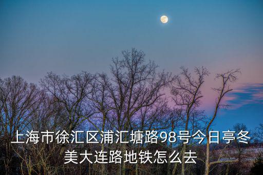 上海市徐匯區浦匯塘路98號今日亭冬美大連路地鐵怎么去