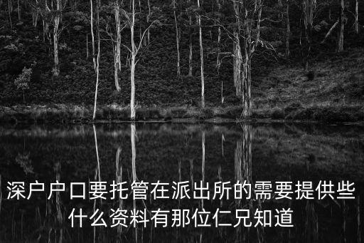 深戶戶口要托管在派出所的需要提供些什么資料有那位仁兄知道