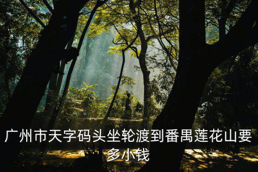 廣州市天字碼頭坐輪渡到番禺蓮花山要多小錢