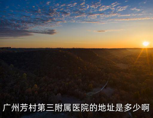 廣州芳村第三附屬醫院的地址是多少啊