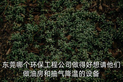 東莞哪個環保工程公司做得好想請他們做油房和抽氣降溫的設備