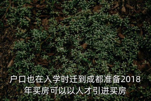 戶口也在入學(xué)時(shí)遷到成都準(zhǔn)備2018年買房可以以人才引進(jìn)買房