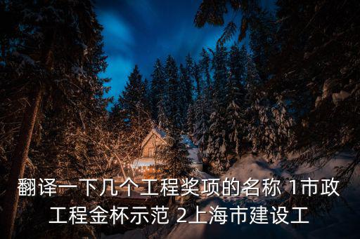 翻譯一下幾個(gè)工程獎(jiǎng)項(xiàng)的名稱 1市政工程金杯示范 2上海市建設(shè)工