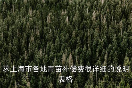 求上海市各地青苗補償費很詳細的說明表格