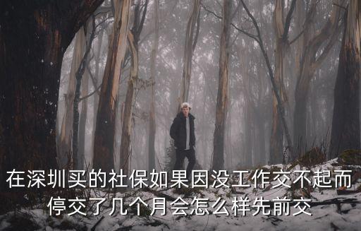 在深圳買的社保如果因沒工作交不起而停交了幾個月會怎么樣先前交