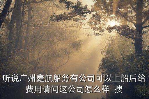聽說廣州鑫航船務有公司可以上船后給費用請問這公司怎么樣  搜