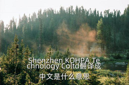 Shenzhen KOHPA Technology Coltd翻譯成中文是什么意思