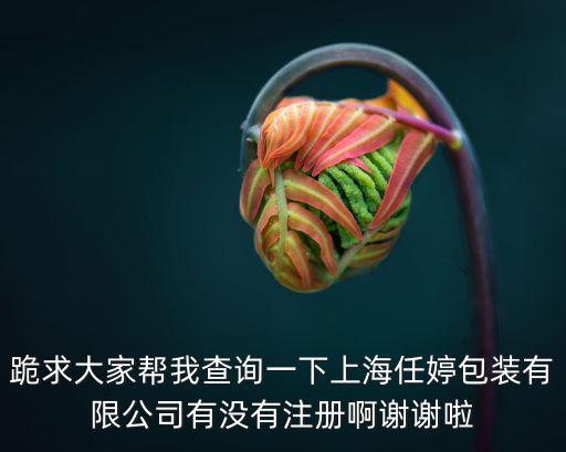 跪求大家幫我查詢一下上海任婷包裝有限公司有沒有注冊啊謝謝啦