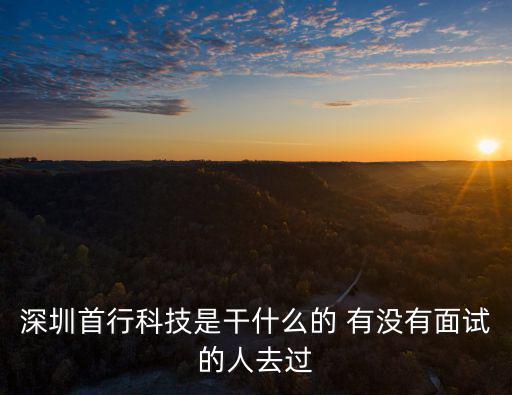 深圳首行科技是干什么的 有沒有面試的人去過