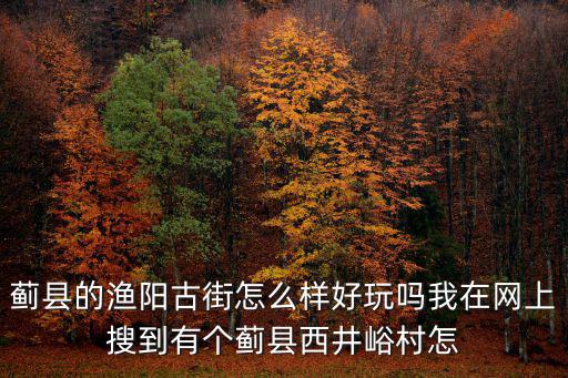 天津市西井峪村，有誰知道到薊縣旅游有個西井峪民俗攝影村那怎么樣