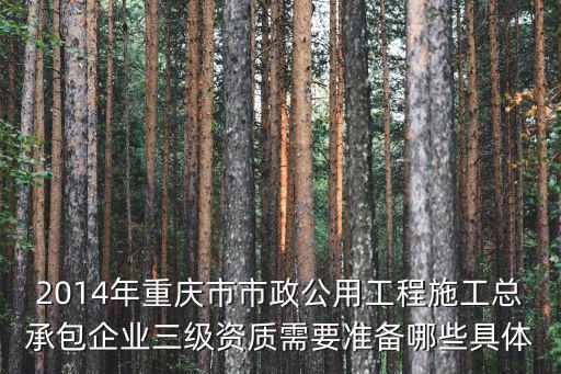 2014年重慶市市政公用工程施工總承包企業三級資質需要準備哪些具體