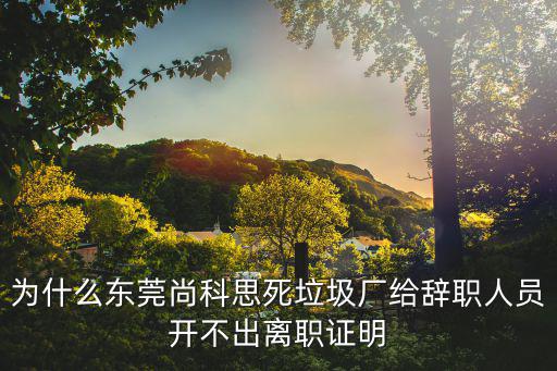 東莞梁明宇，為什么東莞尚科思死垃圾廠給辭職人員開不出離職證明