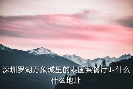 深圳羅湖萬象城里的泰國菜餐廳叫什么什么地址