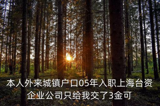 本人外來城鎮戶口05年入職上海臺資企業公司只給我交了3金可
