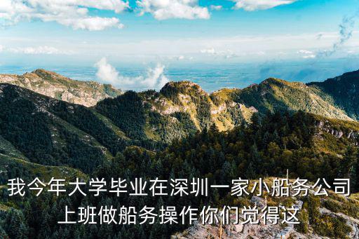 我今年大學畢業在深圳一家小船務公司上班做船務操作你們覺得這