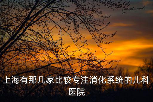 上海有那幾家比較專注消化系統(tǒng)的兒科醫(yī)院