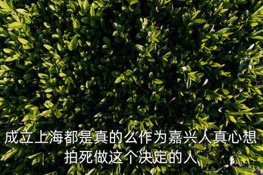 成立上海都是真的么作為嘉興人真心想拍死做這個決定的人