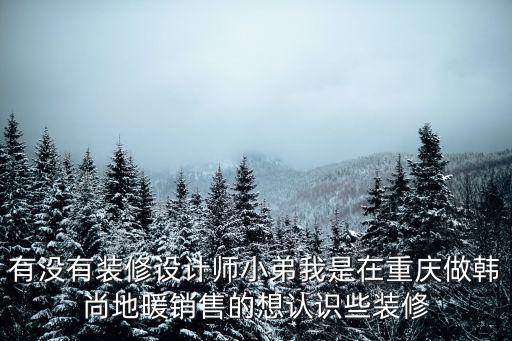 有沒有裝修設計師小弟我是在重慶做韓尚地暖銷售的想認識些裝修