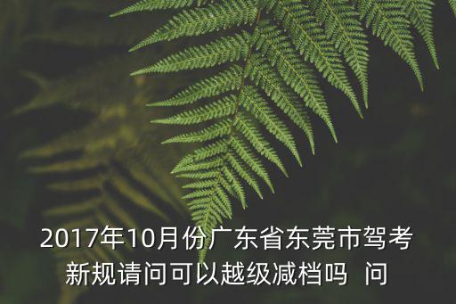 2017年10月份廣東省東莞市駕考新規請問可以越級減檔嗎  問