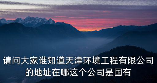 請問大家誰知道天津環境工程有限公司的地址在哪這個公司是國有