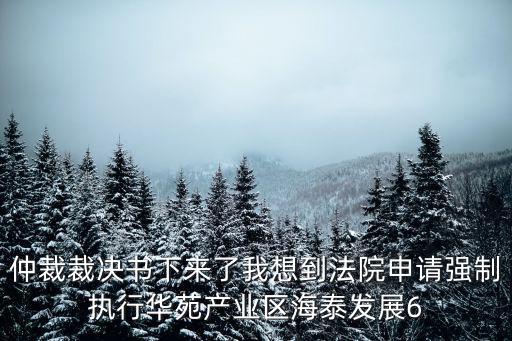 仲裁裁決書下來了我想到法院申請強制執行華苑產業區海泰發展6