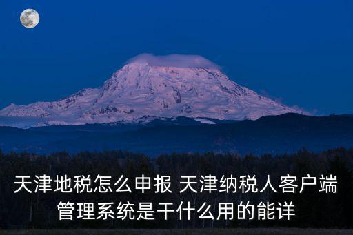 天津地稅怎么申報 天津納稅人客戶端管理系統是干什么用的能詳