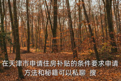 在天津市申請(qǐng)住房補(bǔ)貼的條件要求申請(qǐng)方法和秘籍可以私聊  搜