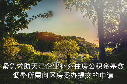 緊急求助天津企業(yè)補(bǔ)充住房公積金基數(shù)調(diào)整所需向區(qū)房委辦提交的申請(qǐng)
