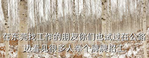 在東莞找工作的朋友你們也試過在公路邊看見很多人舉個牌牌招工
