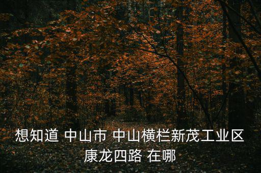 想知道 中山市 中山橫欄新茂工業區康龍四路 在哪