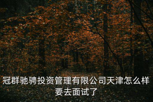 冠群馳騁投資管理有限公司天津怎么樣要去面試了