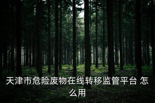 天津市危險廢物在線轉移監管平臺 怎么用