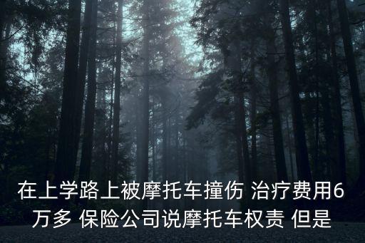 在上學路上被摩托車撞傷 治療費用6萬多 保險公司說摩托車權責 但是