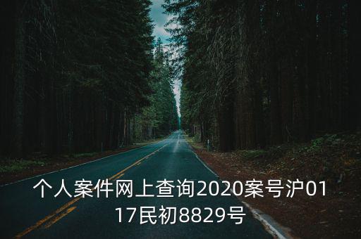 個人案件網(wǎng)上查詢2020案號滬0117民初8829號
