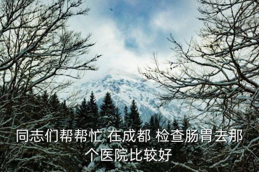同志們幫幫忙 在成都 檢查腸胃去那個醫(yī)院比較好