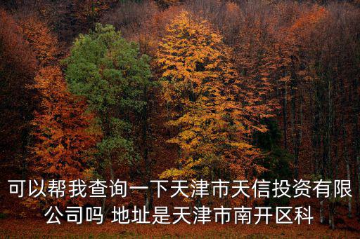 可以幫我查詢一下天津市天信投資有限公司嗎 地址是天津市南開區科