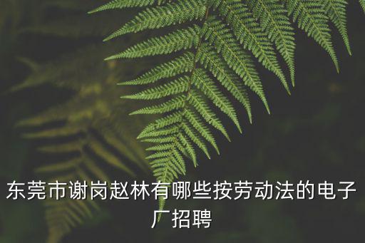東莞市謝崗趙林有哪些按勞動法的電子廠招聘