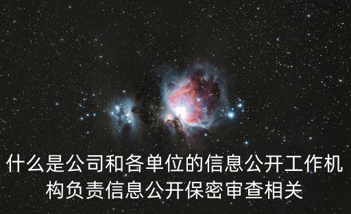 什么是公司和各單位的信息公開工作機構負責信息公開保密審查相關