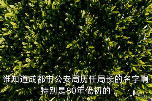 誰(shuí)知道成都市公安局歷任局長(zhǎng)的名字啊特別是80年代初的